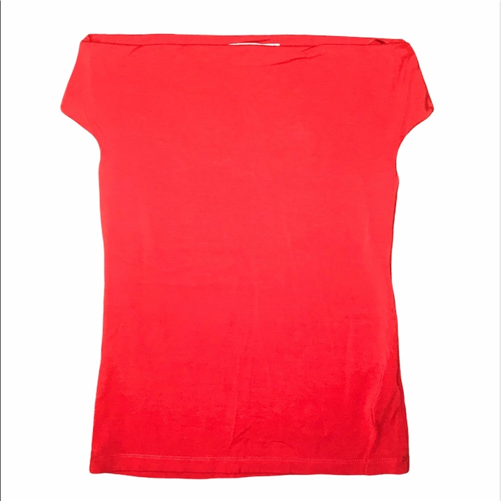 Zara basic Medium red stretch off shoulder blouse top